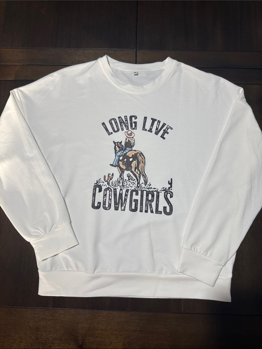 Long Live Cowgirls Graphic White Crewneck Sweatshirt Medium